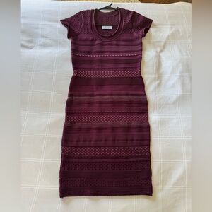 Bailey 44 Maroon Textured Knit Midi Dress